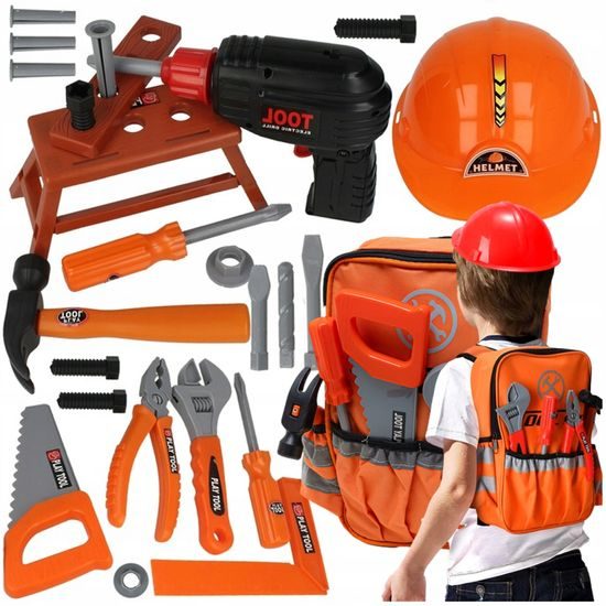 Sada dětského nářadí s vrtačkou na baterie v batůžku Tool Set