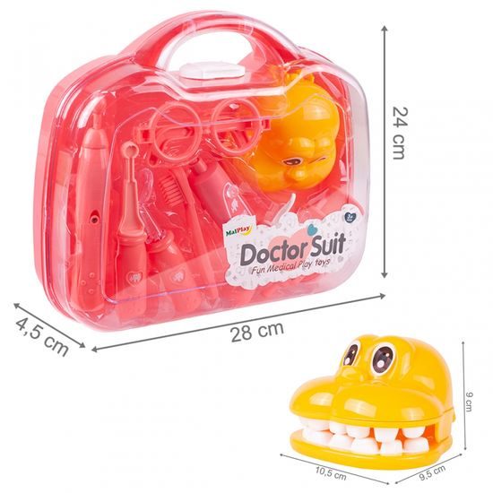 Dětský lékařský kufřík s příslušenstvím Malý zubař růžový