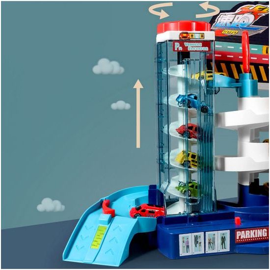 Parkovací dráha se 4 autíčky, podložkou a výtahem na baterie City Parking Lot