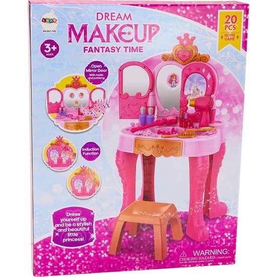 Dětský toaletní stolek se senzorem gest, růžová