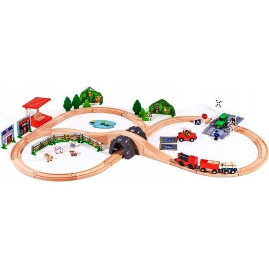 Doris dřevěná vláčkodráha na baterie 90 dílků