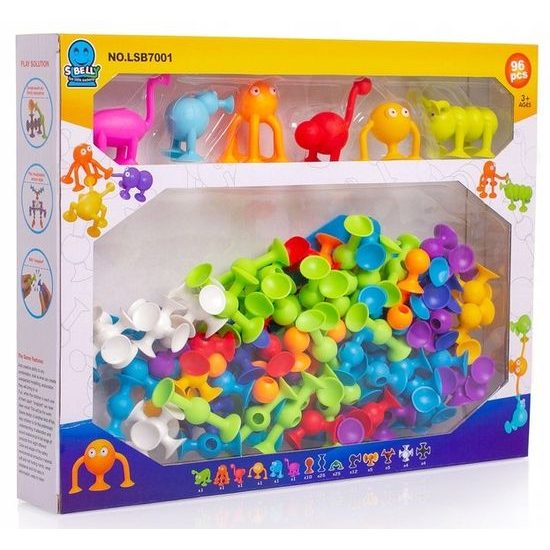 Dětské konstrukční přísavky se zvířátky 96 kusů