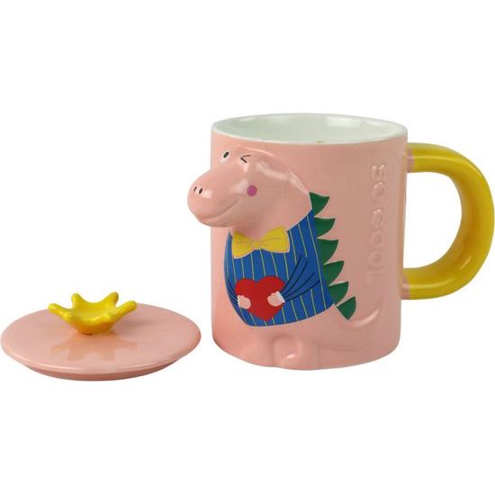 Keramický hrneček - růžový dinosaurus