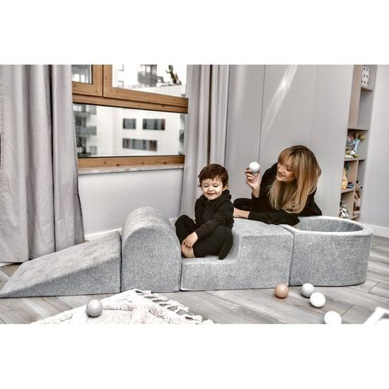 Pěnová hrací sada a domácí hřiště bez suchého bazénku 3 díly: mořská modrá