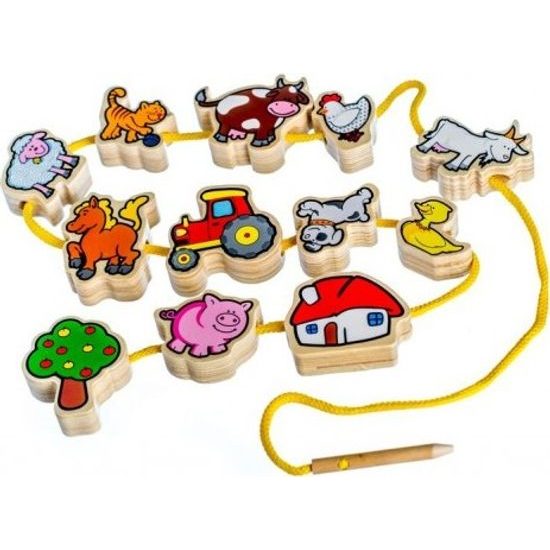 Dřevěná Provlékačka - Moje první zvířátka 12 dílků