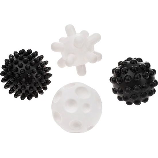 Sada senzorických hraček Akuku balónky 4ks 6 cm černobílé