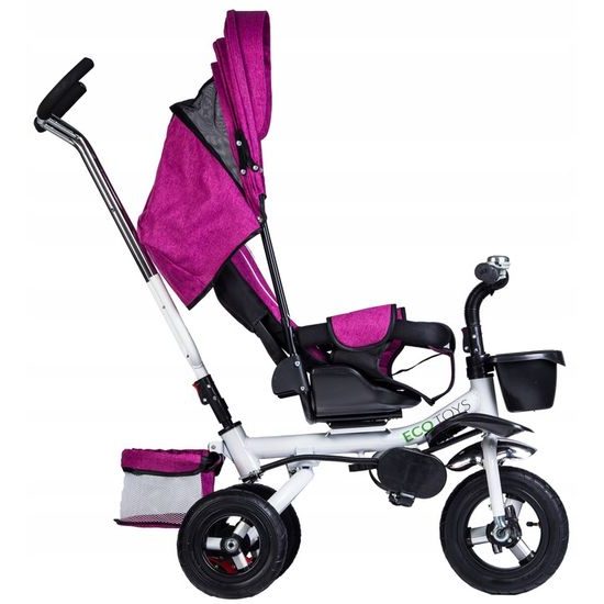Ecotoys dětská tříkolka s otočným sedadlem Rotage růžová - nafukovací kola