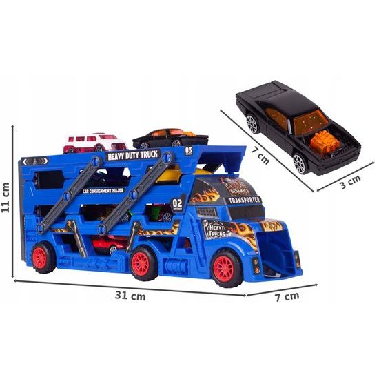 Odtahové auto s 8 autíčky a skluzavkou Heavy Truck modré