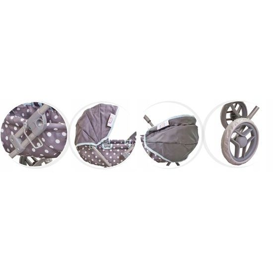 Doris kočárek pro panenky 9325 šedo-mentolový Retro