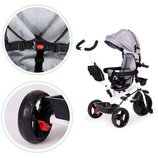 Ecotoys dětská tříkolka s otočným sedadlem S-Trike šedá