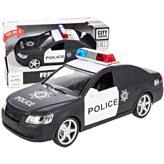 Policejní auto se světly a zvuky City Rescue 1:16 černé