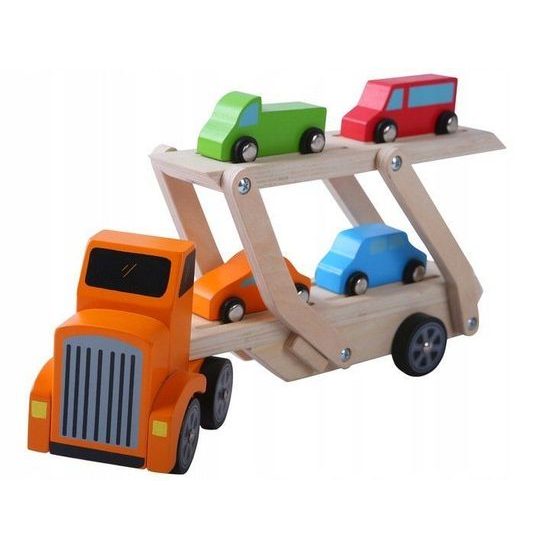 Ecotoys dřevěné autíčko Odtahovka + 4 autíčka