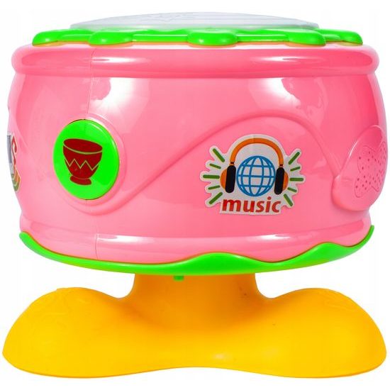 Interaktivní bubínek se zvuky a světly Drum Set růžový