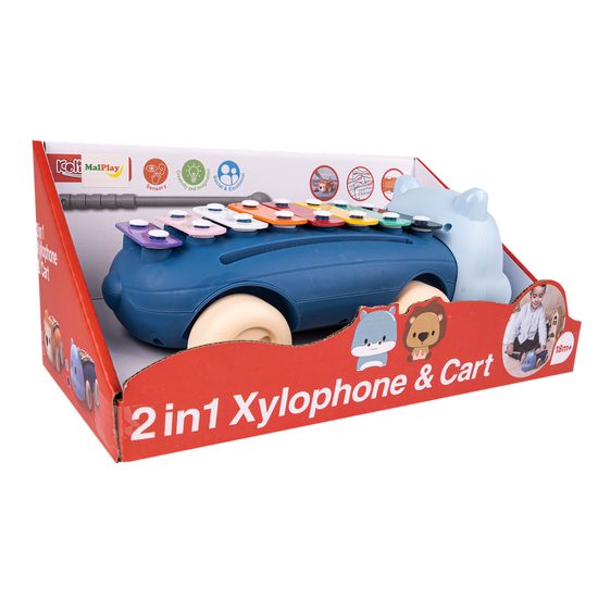 Dětské cimbálky 2v1 s kolečky Hrošík