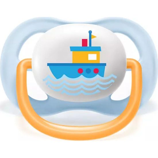 AVENT Dudlík Ultra Air Happy I Love mama, 0-6m - Lodička, modrá 2ks