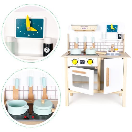 Ecotoys dětská dřevěná kuchyňka se zvuky a LED efekty Horney Chef