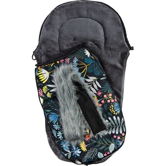 Sensillo Zimní fusak do kočárku Olaf černý květy