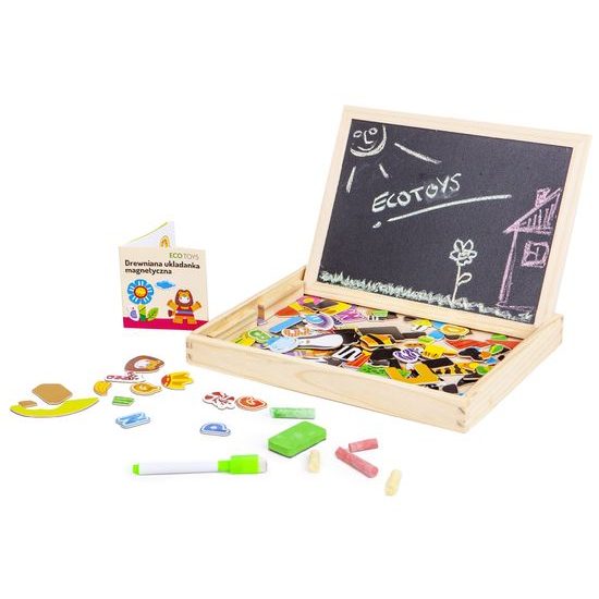 Ecotoys dřevěná magnetická tabulka Puzzle