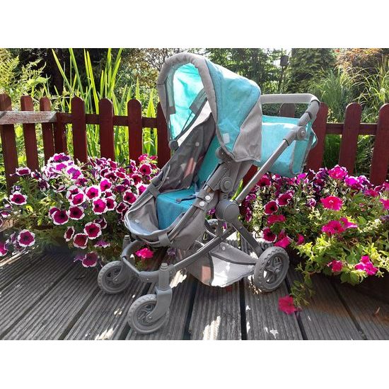 Kočárek pro panenky 4v1 kombinovaný Alice 4543 tyrkysový