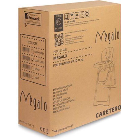 Dětská jídelní židlička Megalo light grey