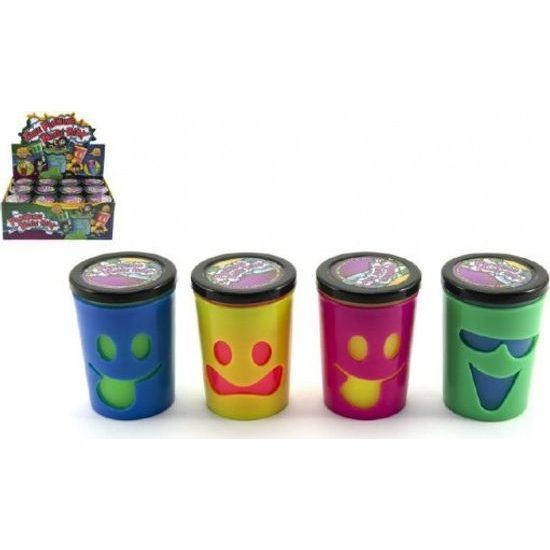 Sliz - hmota 80g s obličejem - tekoucí prdící - mix 4 barvy