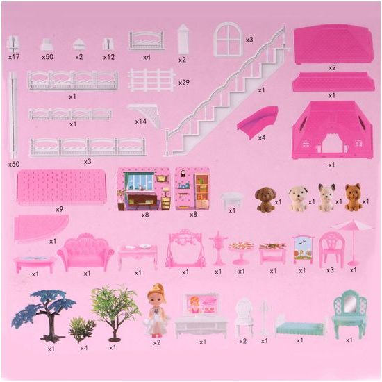 XXL domeček pro panenky Luxury Villa s příslušenstvím + 2 panenky