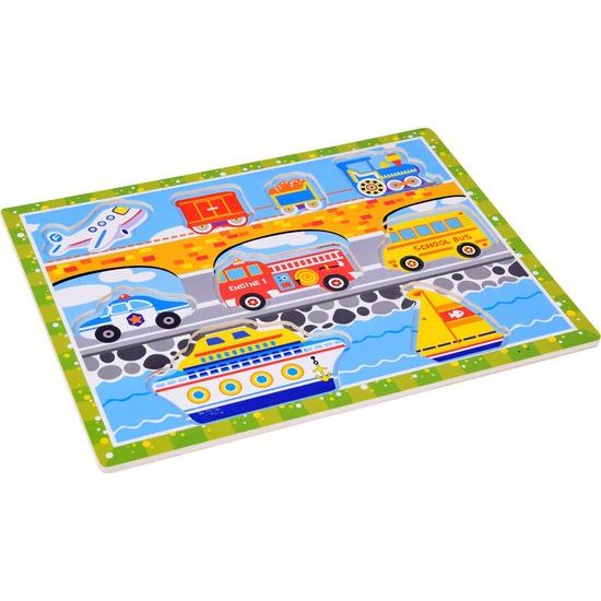 Dřevěné puzzle dopravní vozidla 9 dílné