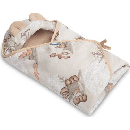 Zavinovačka do autosedačky Lesní zvířátka, meruňková