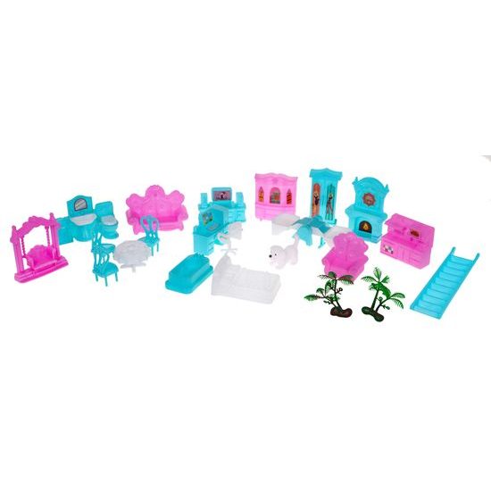 Domeček pro panenky Beautiful Home s příslušenstvím - modrý