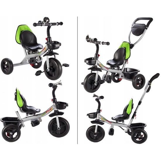 Dětská tříkolka 3v1 s otočným sedadlem S360 zelená
