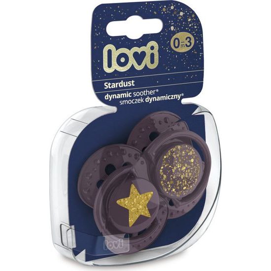 LOVI 22/892 Dynamický silikonový dudlík 0-3 m 2 ks Stardust fialový