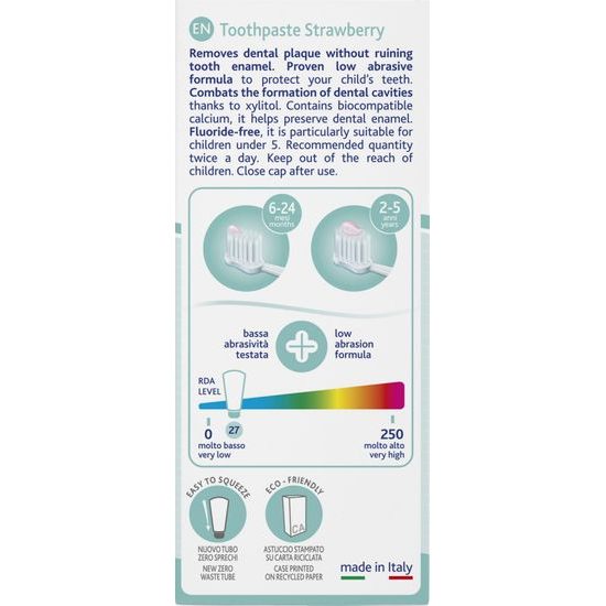 Chicco Pasta zubní Jahoda bez fluoru 50ml, 12m+