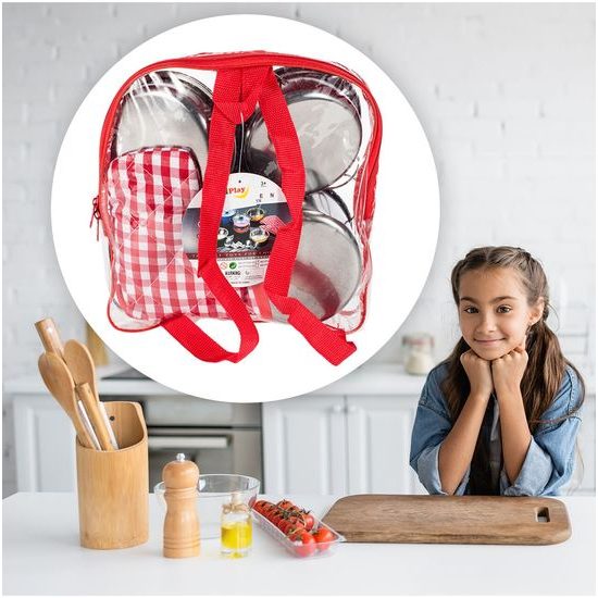 Sada dětského kovového nádobí v batůžku 12 součástí Kitchen Backpack