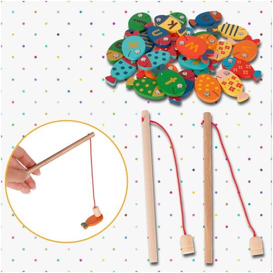 Dřevěné rybičky na lovení na magnet 26 kusů