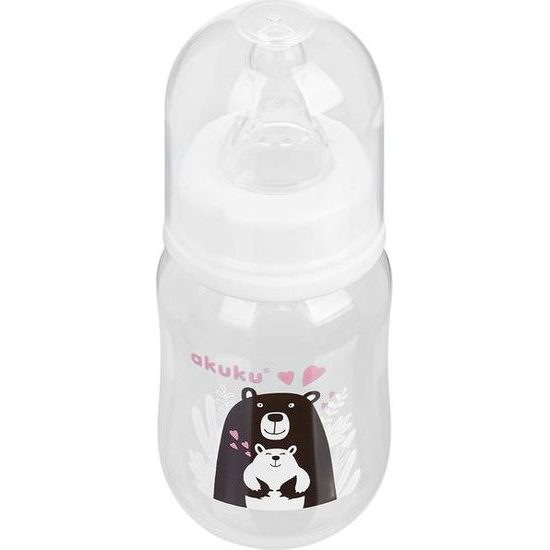 Akuku Láhev 125ml bílo-černý medvěd