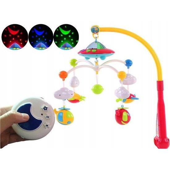 Haunger kolotoč nad postýlku s dálkovým ovladačem a projektorem