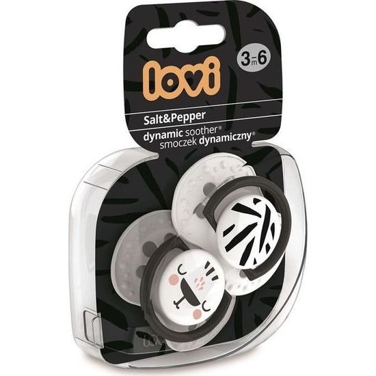 Lovi Dudlíky Lovi 3-6m, Salt & Peper - černá, šedá, bílá