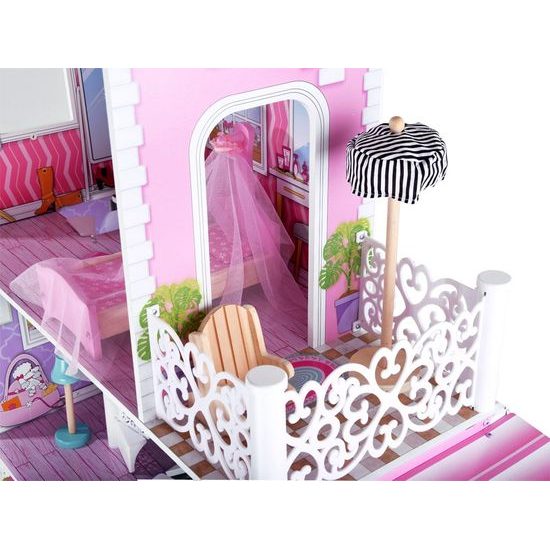 Dřevěný XXL domeček pro panenky s garáží rezidence Melinda