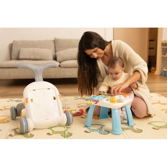 Odstrkovadlo a edukační stůl 2v1 Spark - růžová