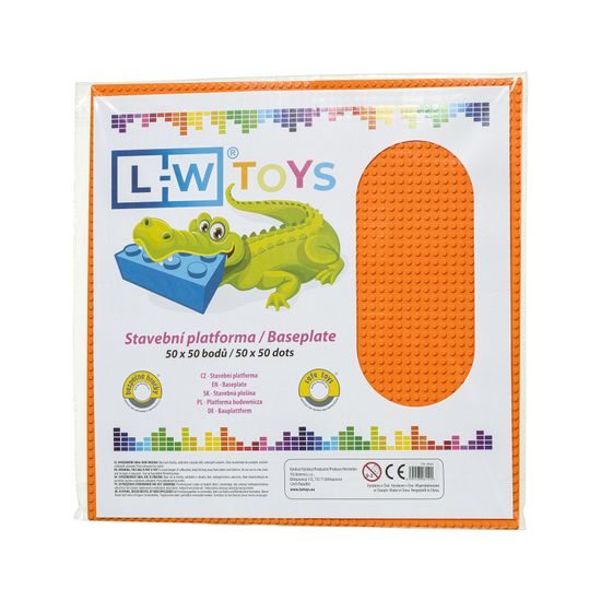 LW Toys Velká podložka na stavění 50x50 bodů oranžová