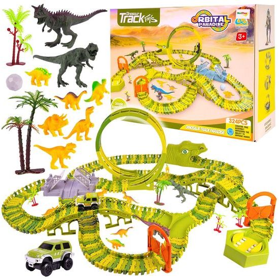 Autodráha s autíčkem na baterii a dinosaury 324 dílků Dino Track