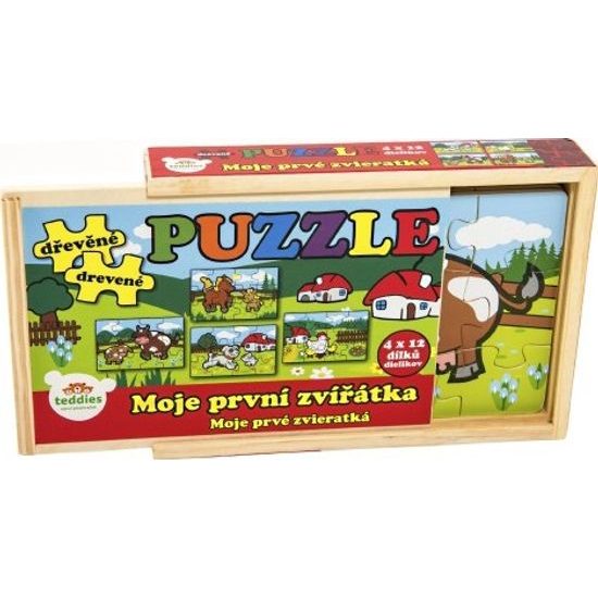 Dřevěné Puzzle - Moje první zvířátka 4x12 dílků