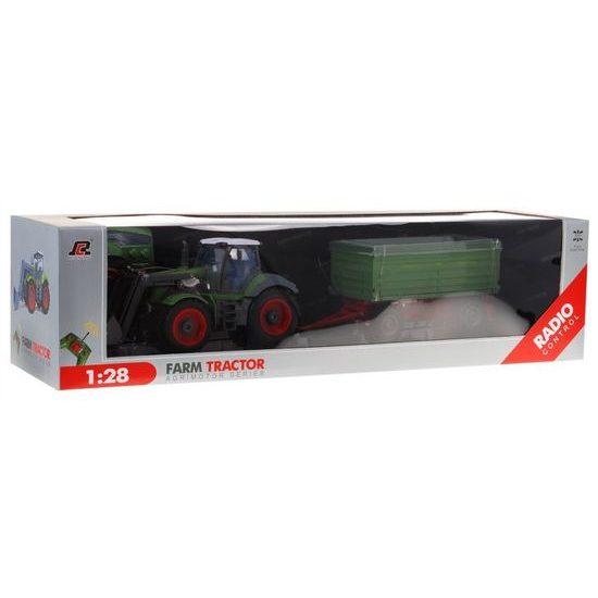 Traktor na dálkové ovládání se zelenou vlečkou Farmer 1:28