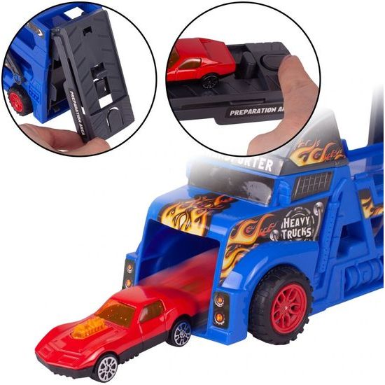 Odtahové auto s 8 autíčky a skluzavkou Heavy Truck modré