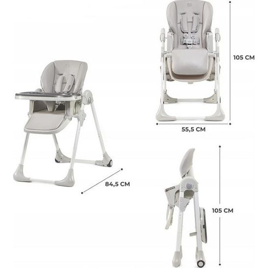 Jídelní židlička Kinderkraft Yummy šedá