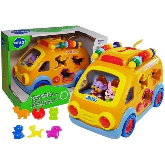 Huile Toys interaktivní autíčko pro nejmenší se zvuky Shape Sorting Bus