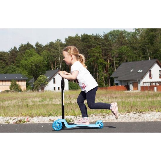 Dětská koloběžka Glow Scooter se svítícími koly modrá