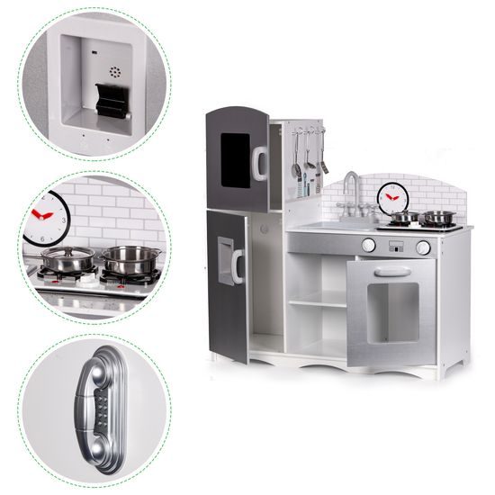 Ecotoys velká dřevěná kuchyňka s lednicí