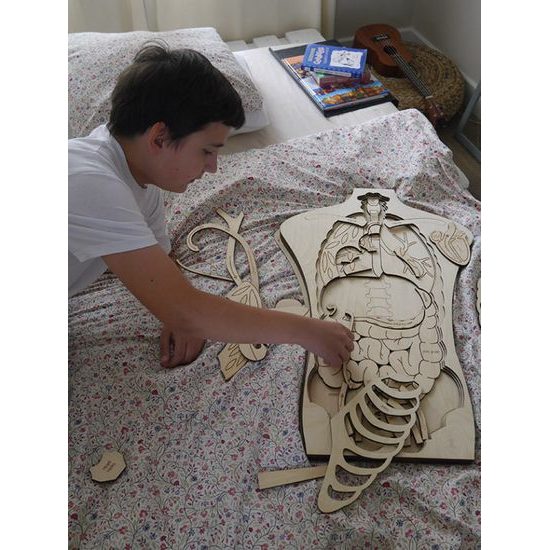Telo - anatómia - edukatívne drevené puzzle - ČESKÁ VERZIA