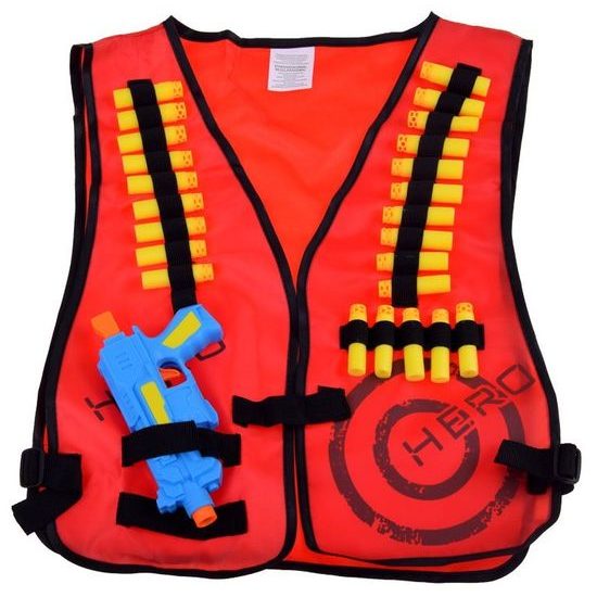 Nerf bojová vesta s pistolí a náboji - červená